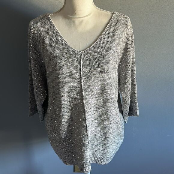 WD•NY Sequin Silver Sweater! - Picture 7 of 10